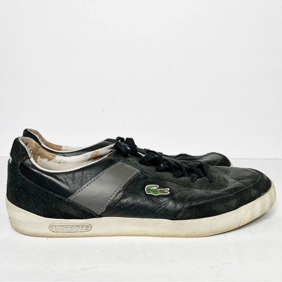 Lacoste Black Leather Sneakers Size 11.5 Men’s - Picture 2 of 6